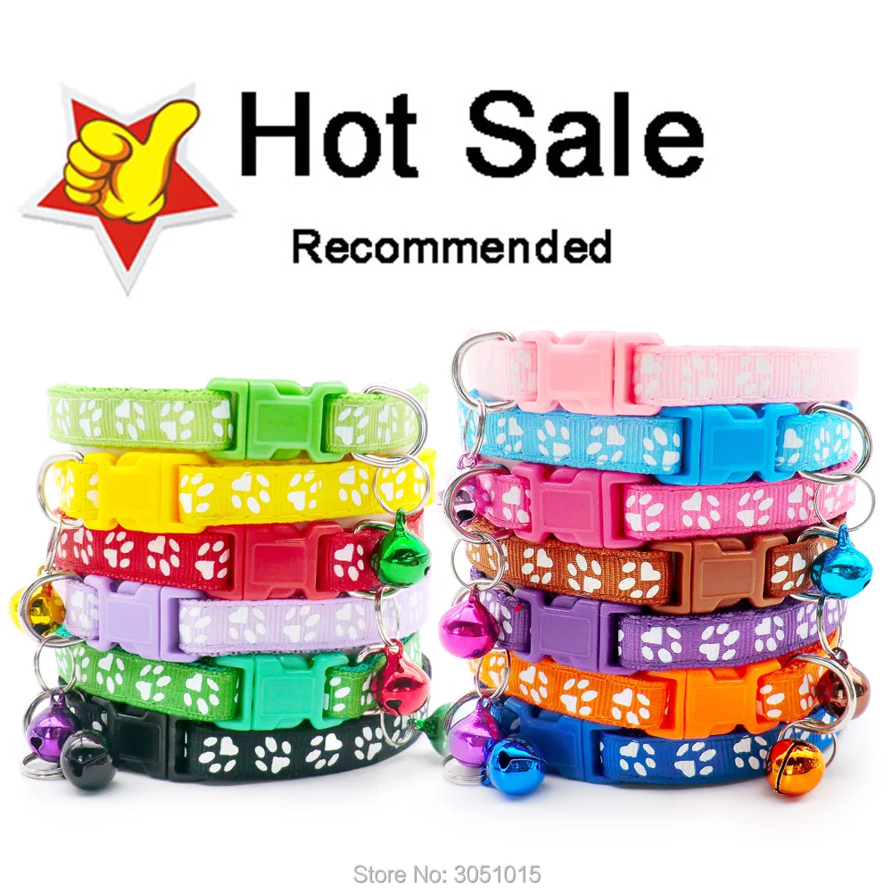 

Оптовая продажа, ошейники для лап 100 X Hot Cute Bell Small Dog ошейник для кошки ошейники, ошейник для домашних животных, регулируемый ошейник для щенка