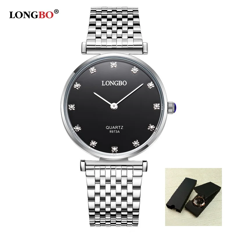 Бренд LONGBO, модные роскошные парные часы, Бизнес Стиль, для влюбленных мужчин и женщин, водонепроницаемые кварцевые амулеты, аналоговые наручные часы 8973AB - Цвет: 22cm black-box
