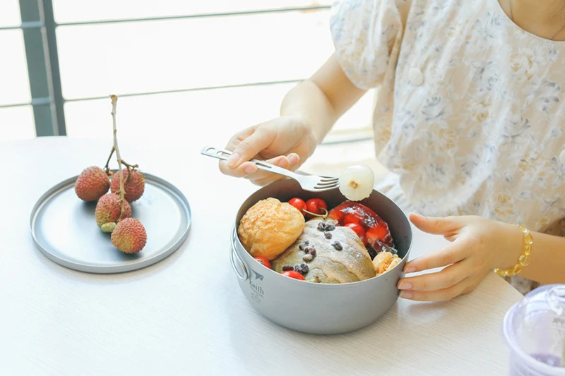 Кит титановый Ланч-бокс для взрослых с крышкой Microwavable титана Bento box герметичный контейнер для еды ланчбокс для пикника 1.2л