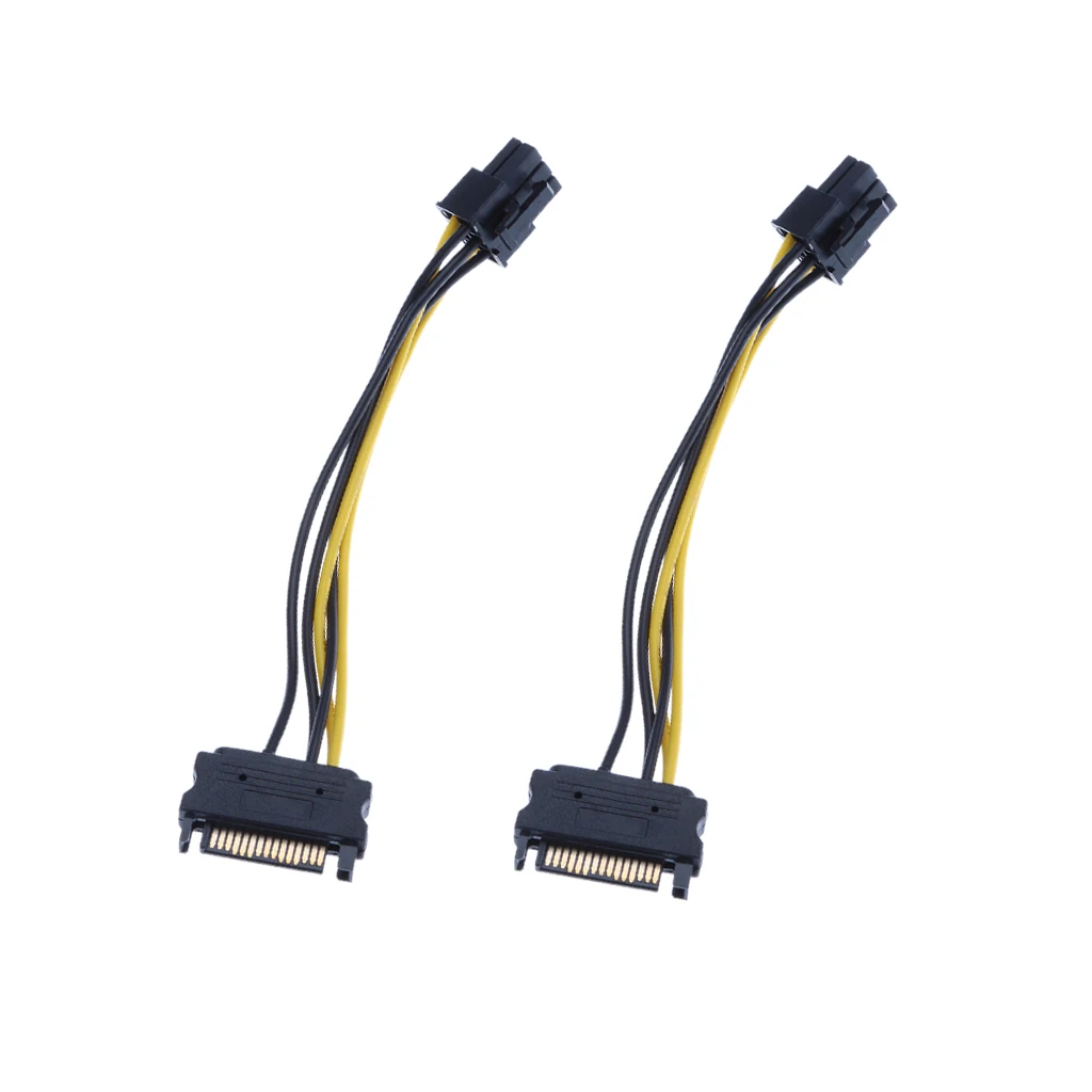 2 шт. 15pin SATA до 6pin PCI e Экспресс адаптер для видеокарты|Компьютерные кабели и