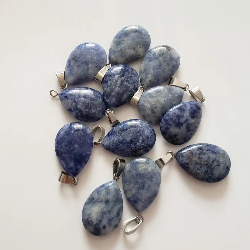 

Wholesale 50pcs/lot 2020 trendy hot sell natural sodalite stone water drop shape pendant charms for Necklaces accessories making