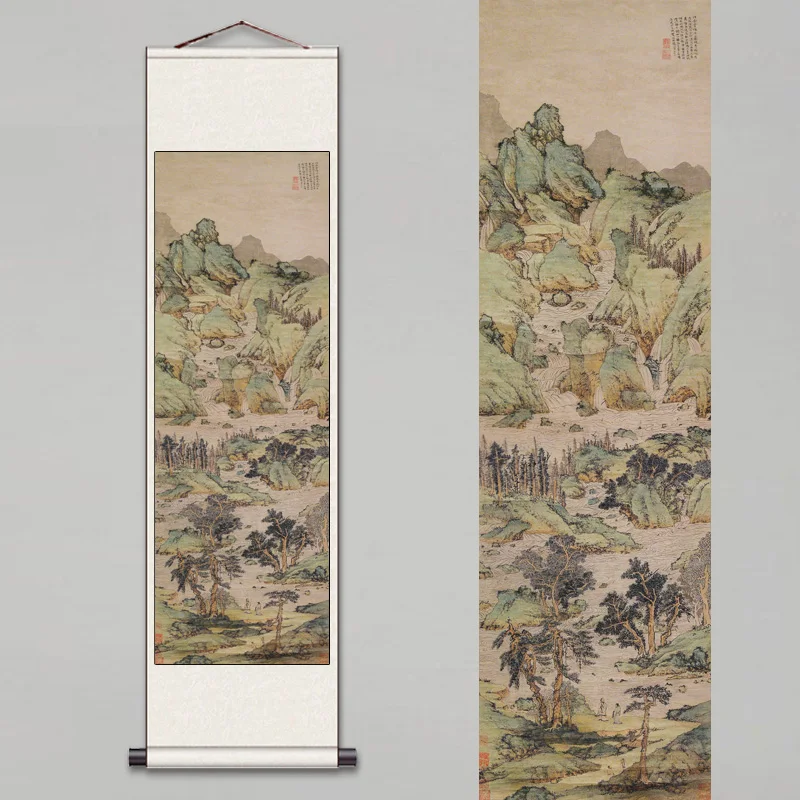 

landscape Scroll painting Famous artists of past dynasties hang paintings, silk decorative murals, Fengshui gift paintings