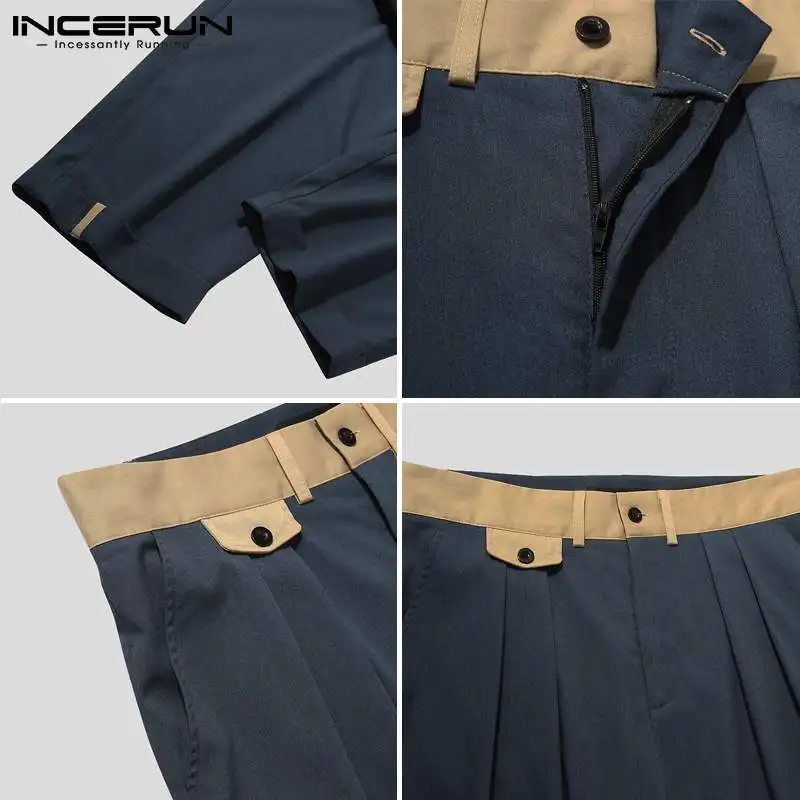 

INCERUN 2021 Men Pants Patchwork Joggers Streetwear Baggy Korean Fashion Casual Trousers Men Button Cozy Pantalones Hombre S-5XL