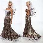 Женское камуфляжное свадебное платье с юбкой-годе, камуфляжное платье невесты до пола, кружевное атласное с аппликацией