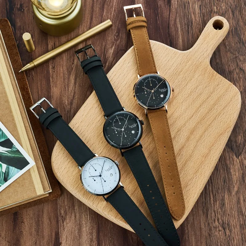 Bestdon Мужские часы с хронографом изогнутые Роскошные Водонепроницаемые кожаные