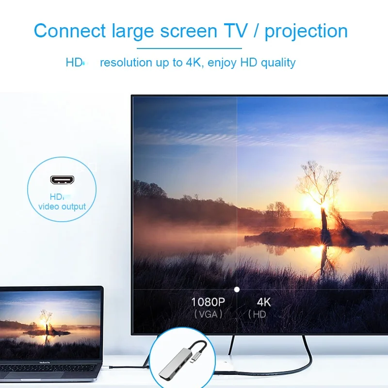 Док-станция BKSCY типа C адаптер HDMI совместимый с Thunderbolt 3 для MacBook Samsung Galaxy S9 Huawei P20Type