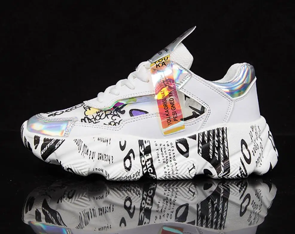 Кроссовки женские на платформе толстая подошва круглый носок повседневная обувь