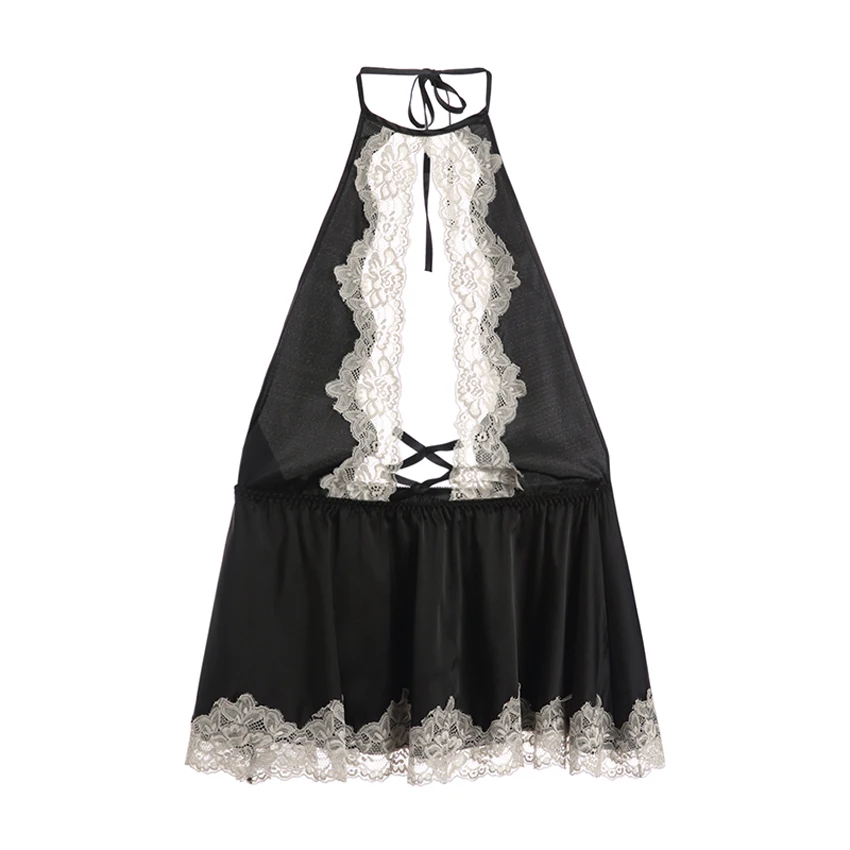 Сексуальное шелковое мини-платье для женщин одежда сна с открытой спиной и