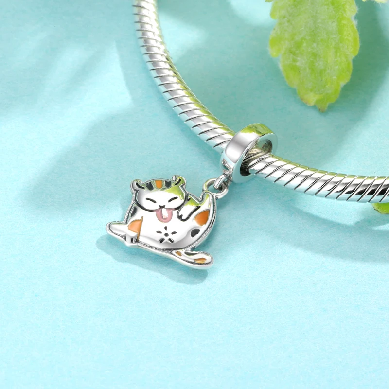 

Silver 925 Charms Fit European Bracelet DIY Original Jewelry Accessories 925 Sterling Silver Fine Cat Pendant Beads Gifts
