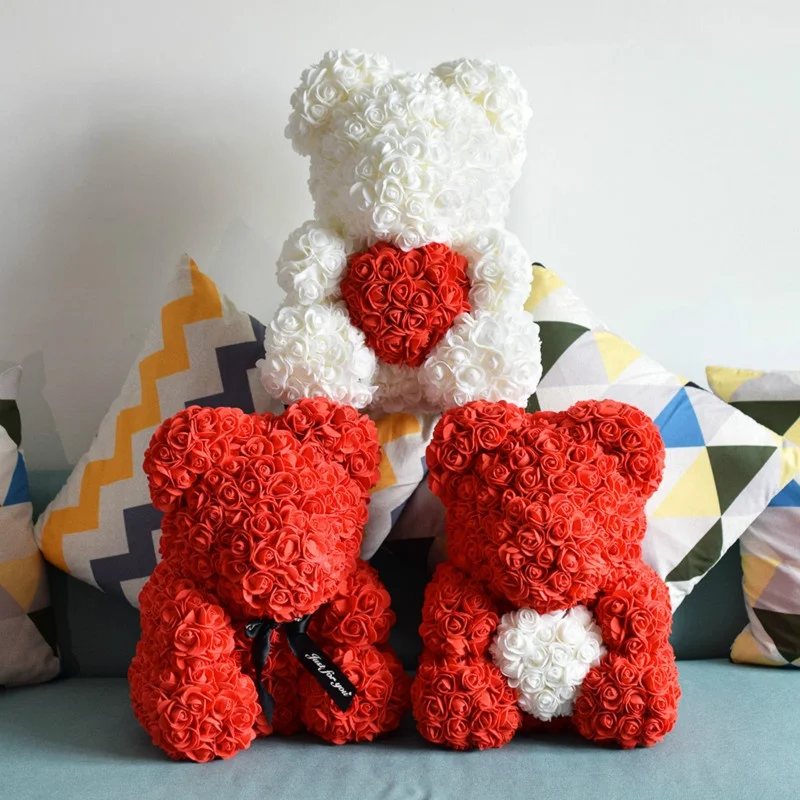 Рождественский подарок роза медведь красивый искусственный цветок на день