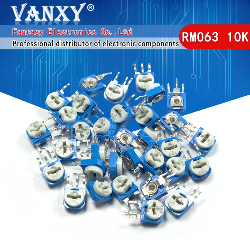 

20pcs RM063 10k ohm blue and white can be adjusted resistance potentiometer 103