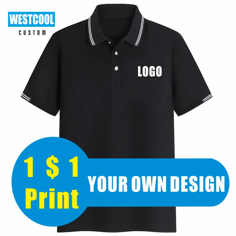 

Fashion Men And Women Polo Custom Logo Embroidery Cheap Short-Sleeved Polo Shirts Team Clothes WESTCOOL