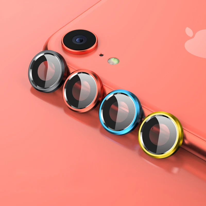 Задняя крышка для объектива камеры, Защита экрана для iPhone XR 6D, пленка из закаленного стекла+ Металлическая задняя крышка для объектива, защитное кольцо, чехол, аксессуары