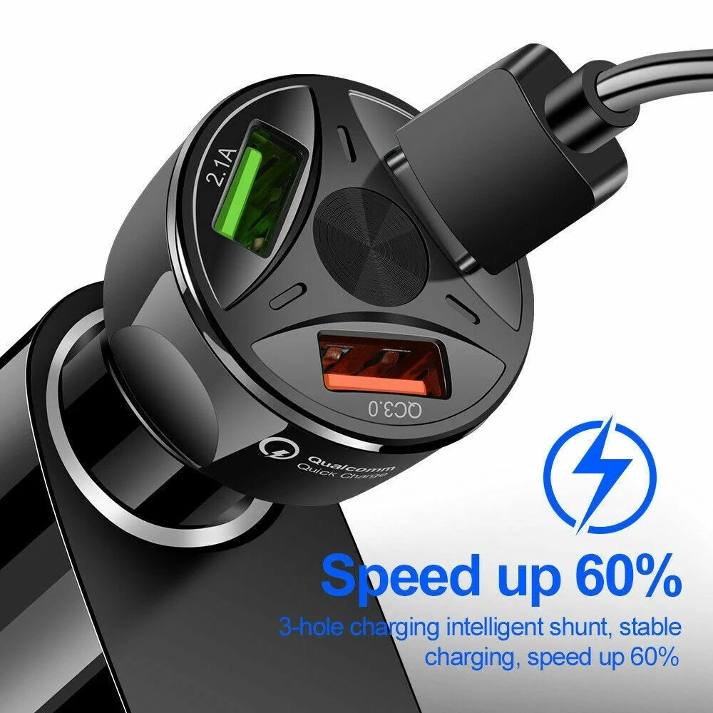Новое универсальное автомобильное зарядное устройство QC 3 0 с тройным USB портом