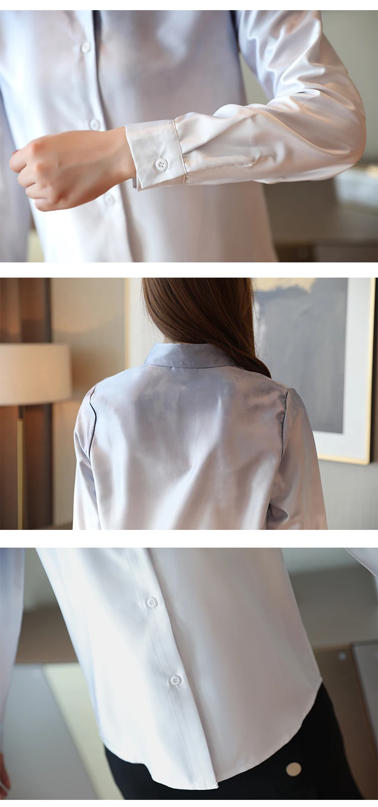 Женские шифоновые блузки с длинным рукавом и v образным вырезом в Корейском стиле