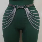 Женский кожаный ремень, портупея цепь, с цепочкой на грудь, в готическом стиле, праздничные украшения