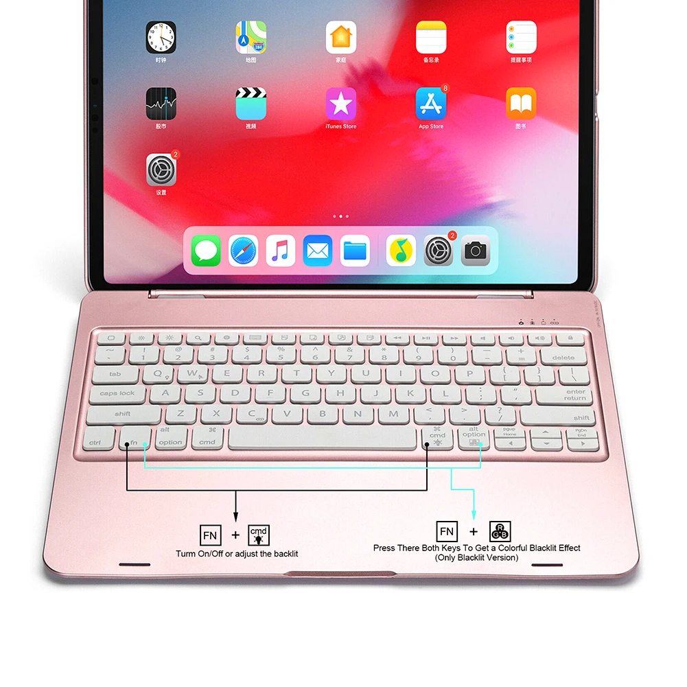 

for iPad Pro 12.9 2018 2020 Tablet Case Capa Funda 7 Colors Backlit Wireless Bluetooth Keyboard Protective Cover with Pen Slot