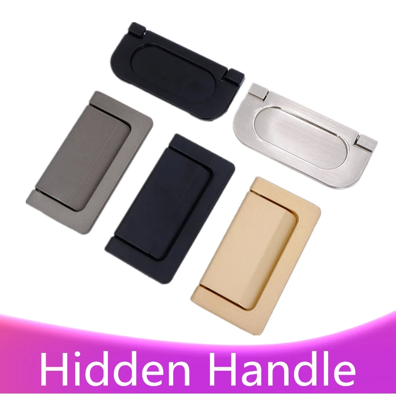 

Wonzeal Cabinet Knobs Black Silver Modern Embed Kitchen Cupboard Door Drawer Handles Wardrobe Hidden Pulls Furniture Handle