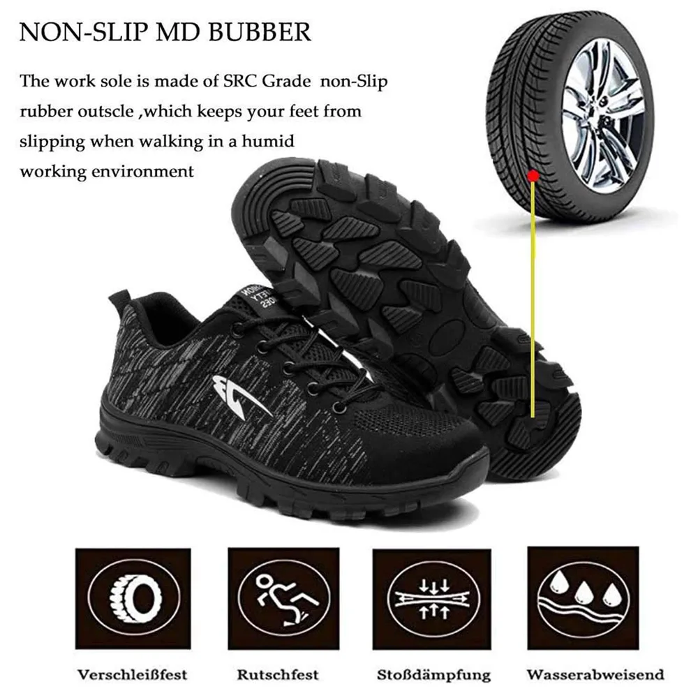 

Puncture-Proof Safety Shoe Indestructible Non-slip Steel Toe Work Shoe Outdoor Breathable Men Shoes flat men Protective footwear
