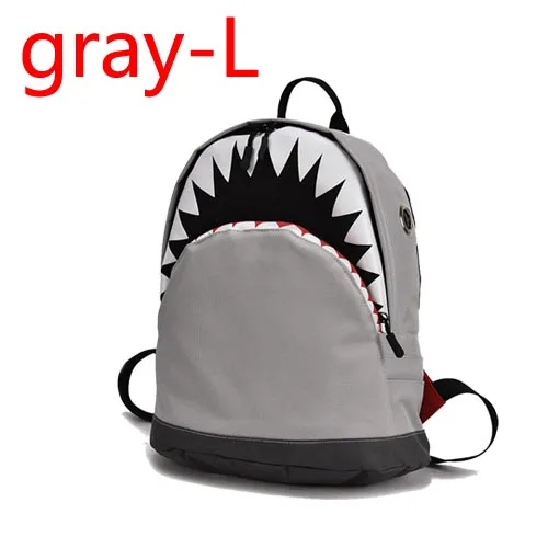 gray-L Детский рюкзак, детские школьные сумки с акулой, Детский рюкзак для детского сада, для мальчиков и девочек, детский парусиновый рюкзак с рисунком, повседневный черный, серый - Цвет: gray-L
