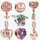 Новое поступление 2020, подвеска-Шарм в виде змеи и сердца из розового золота с яблоком, оригинальный Шарм-браслет Pandora для женщин, сделай сам, изготовление ювелирных изделий