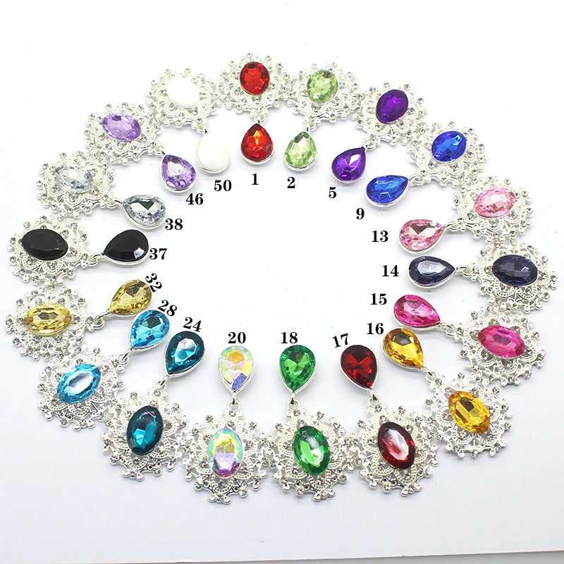 

Delicate Shining Brooch 45*25mm 10pcs/set Crystal Accessories Fashion Gorgeous Wedding Invitation Holiday creative Decoration