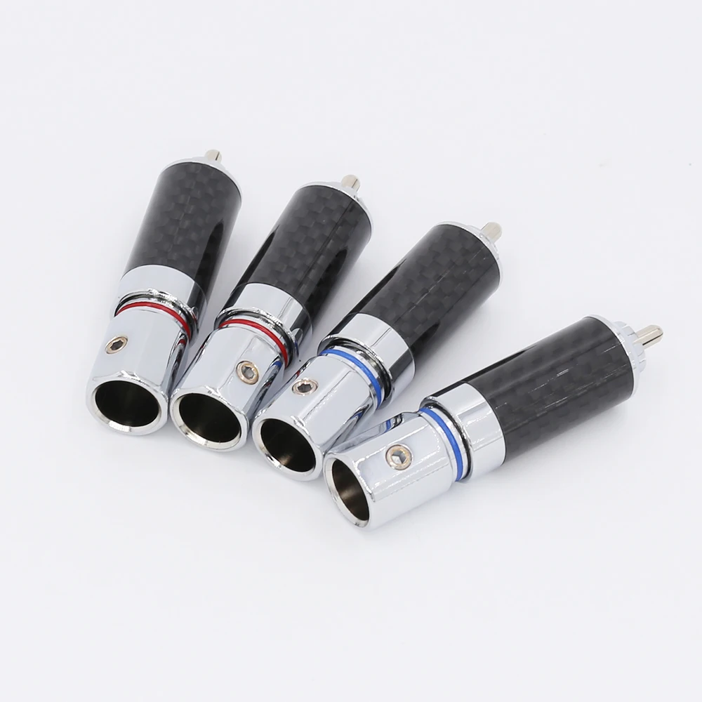 

4Pieces Hi-End rhodium plated Carbon Fiber RCA Plug Connector