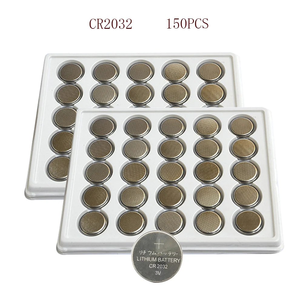 150 шт., литиевые батарейки CR2032, 210 мАч, 3 в