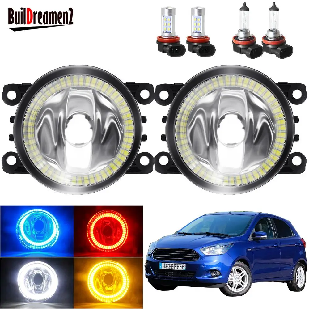 

Противотуманные светильник Angel Eye для Ford Figo Ka + Ka 2015, 2016, автомобильные, 20 Вт, противотуманные фары с гало, дневные ходовые огни H11, 12 В