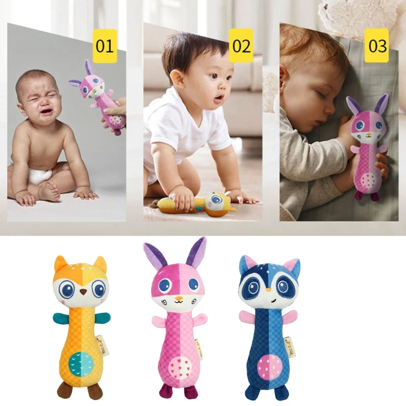 

Cute Animal Shaped Rattle Baby Bed Naping Accompany Supplies Cotton Made