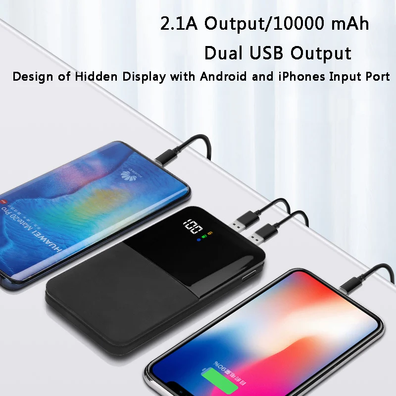 Горячая новых продуктов 10000 мАч Внешний аккумулятор Двойной USB резервный аккумулятор для сотового телефона двойной вход с цифровым дисплеем экран