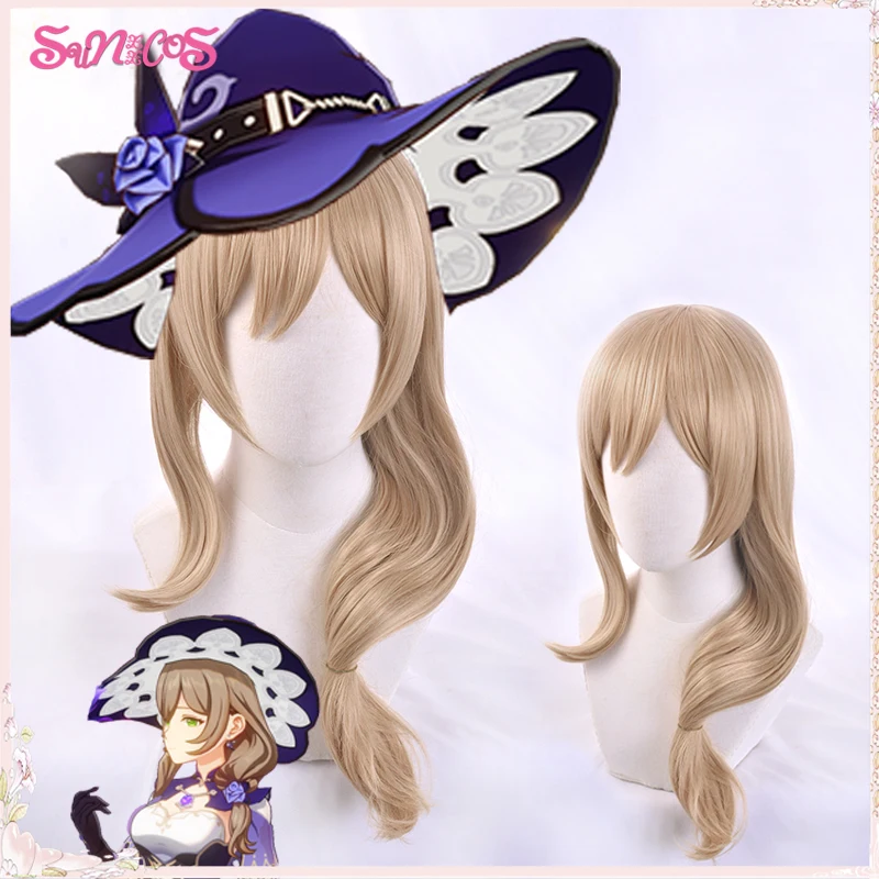 

Genshin Impact Lisa Cosplay wigs 65cm longer Linen Wig Anime Hair Heat Resistant Synthetic Wigs Halloween Free Wig Cap