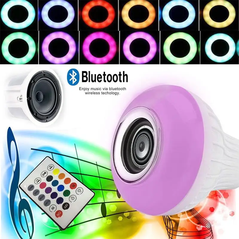 

LED Music Bulb Bluetooth 4.0 E27 Gift KTV Home Lamp LED Speaker LED Loudspeaker Wireless Audio Bar Portable Smart RGB 5W