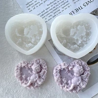 1 pcs new love angel candle silicone mold for handmade desktop decoration gypsum epoxy resin aromatherapy candle silicone mould