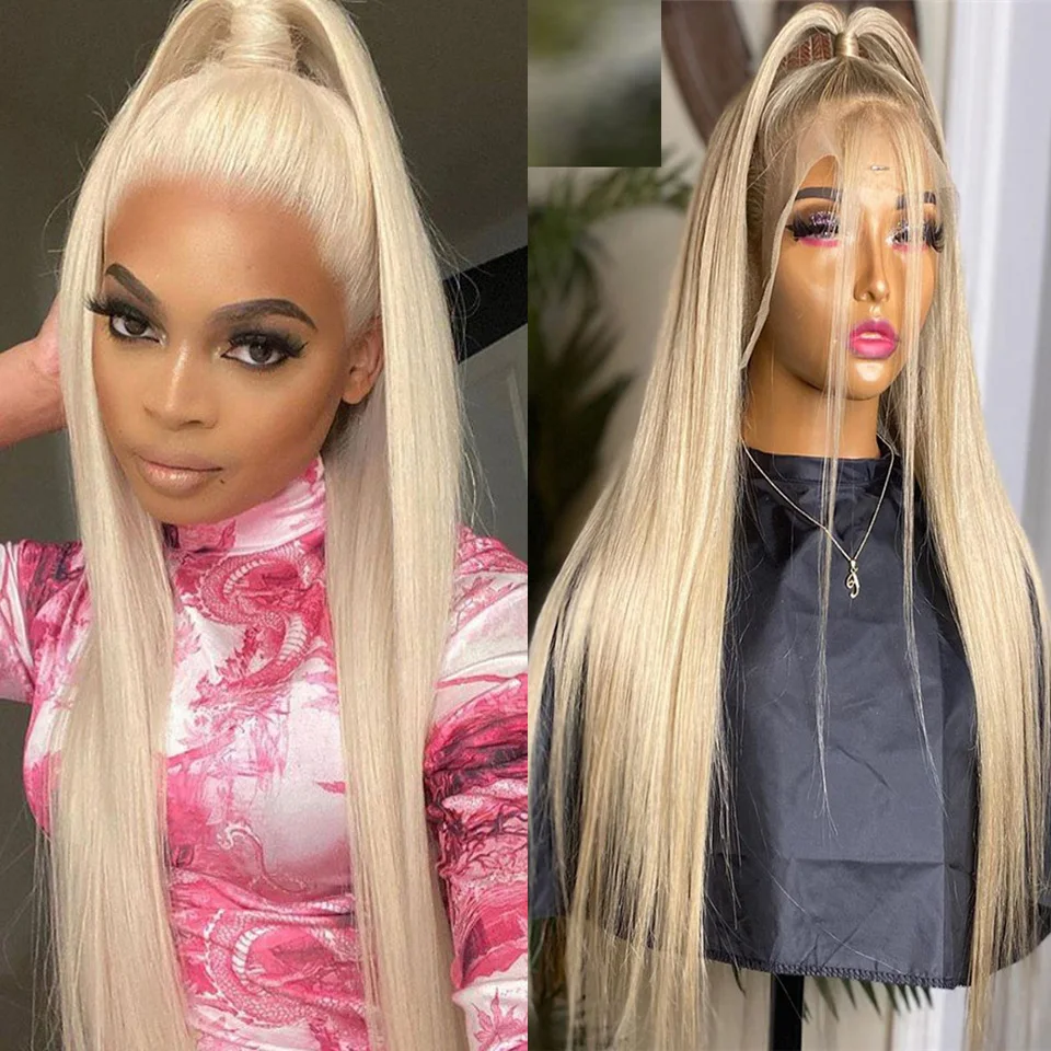 

Honey Blonde Full Lace Wig 150% Density Peruvian Straight Full Lace Human Hair Wigs 613 Color for Black Women 28inch