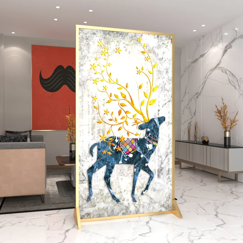 

Экран для прихожей в Северном Европейском стиле, для гостиной, спальни, входа с перегородкой, для столовой, с изображением лося, Мобильный экран