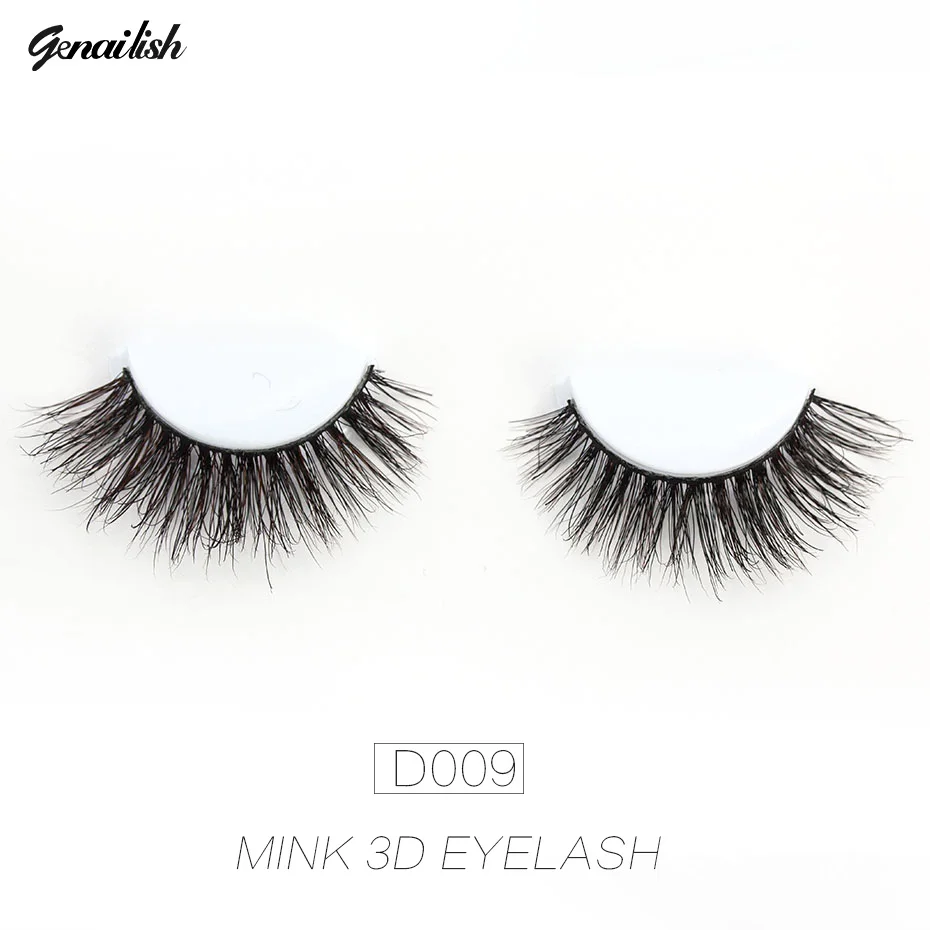 Genailish 3D норковые ресницы длительные накладные крест на натуральный с квадратной