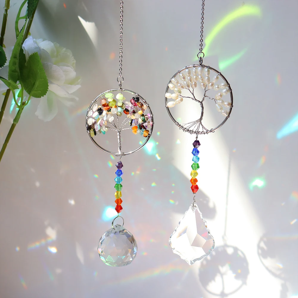

Crystal Hanging Drops Colorful Beads Life Trees Pendant Chandelier Decoration Hanging Drops Outdoor Garden Decoration Gift