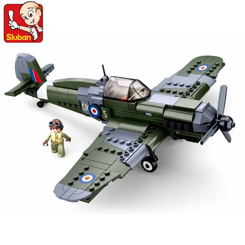 

290Pcs World War II Supermarine Spitfire Plane Building Blocks WW2 Military Pazer Fighter Educational Toys For Children