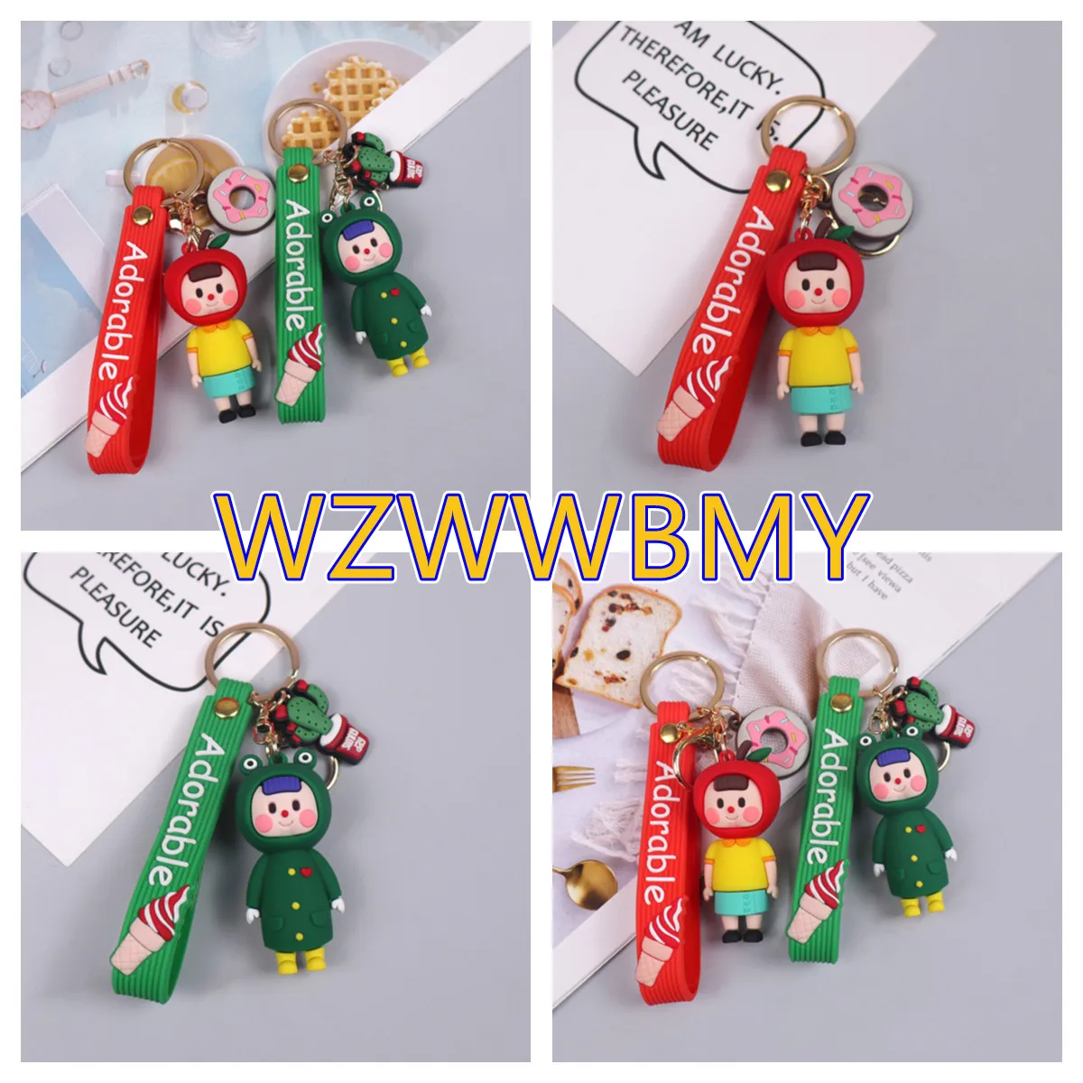 

Creative Fruit Girl Keychain Keys Cute Apple Peach Key Chain Cartoon Skirt Bag Pendant Car Keyring For Women Kids Keyfob Gifts