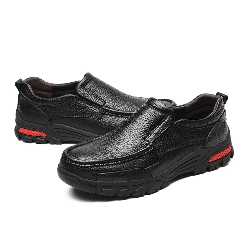 MVVT Plus Size Genuine Leather Shoes Men Winter Slip On Loafers Casual Height Increasing Business Snow | Обувь