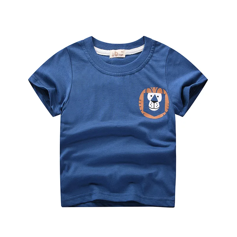 

Children's Clothing 2020 New Cartoon Lion Kids Boys Summer Short-Sleeved T-shirt Cotton Tshirts Boy Solid Color Tops
