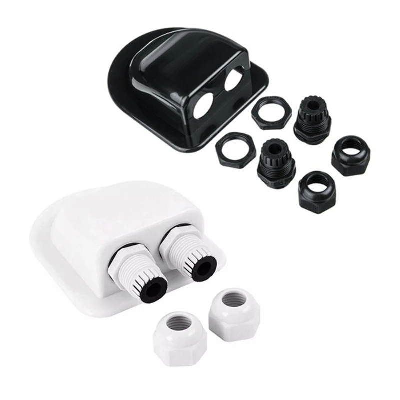 

X7AE Waterproof Solar Panel Cable Entry Gland Double Hole UV Resistance Roof Cable Gland Box for RV Caravan Boats Yachts