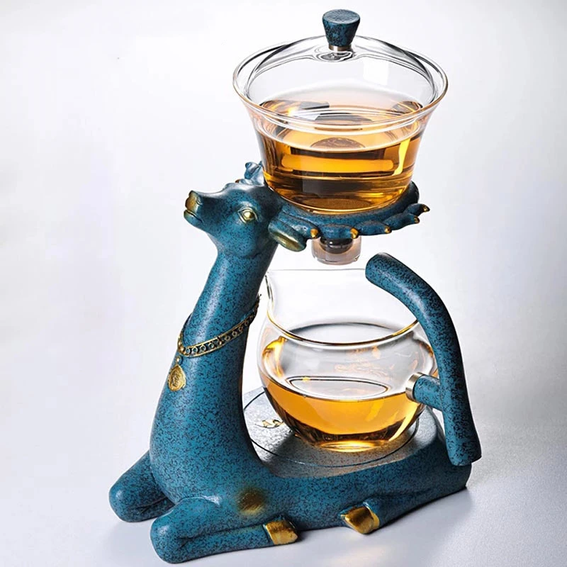 

Новинка 2022, креативный стеклянный чайник с оленем, термостойкий стеклянный чайник, инфузор, турецкий капельный чайник с подогревом для приг...