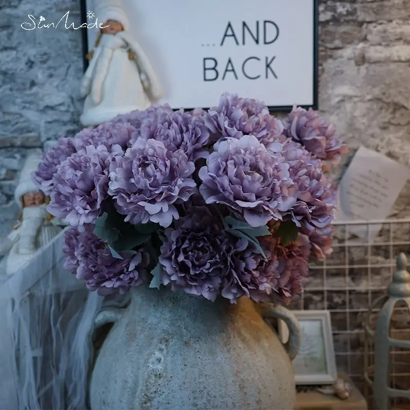 SunMade Высококачественные белые шелковые пионы для декора дома искусственные