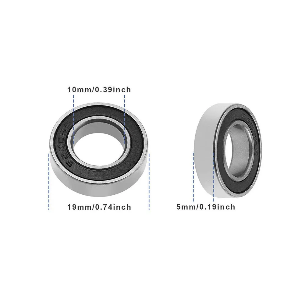 

2 Pcs Bike Bicycle 61800-2RS (6800-2RS) Bearings 10x19x5mm Thin Section Cycling Sports Stainless Steel Replace Bearing Accessory