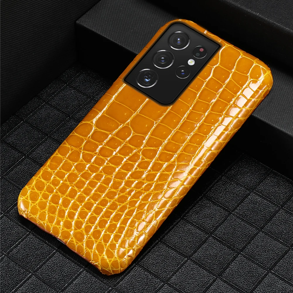 100% Natural Crocodile Leather Phone Case for Samsung Galaxy S23 S22 Ultra S20 S21 FE S10 S23 Plus Note 20 A53 A52 A52S 5G