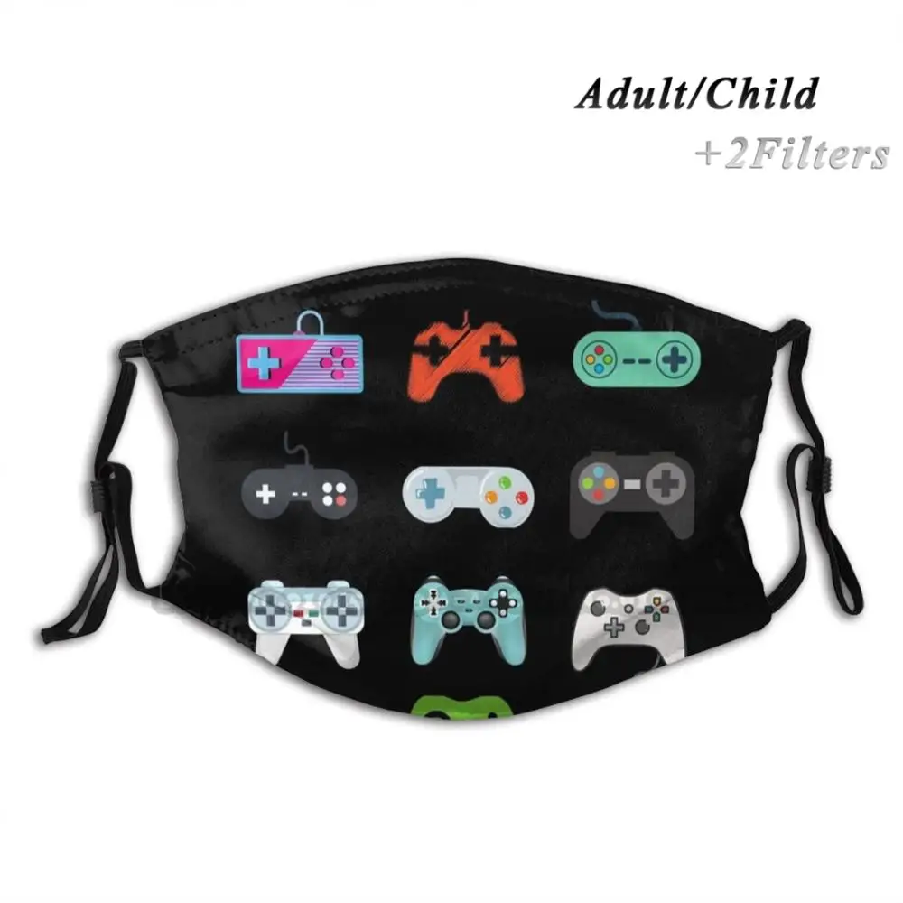 

Retro Gamer Controller Pixel Art Design Adult Kids Washable Funny Face Mask With Filter Retro Gaming Controller Xbox Nintendo