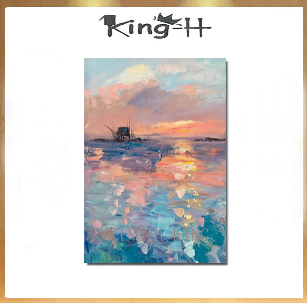 Sunrise ручная краска современный абстрактный нож Толстая масляная живопись