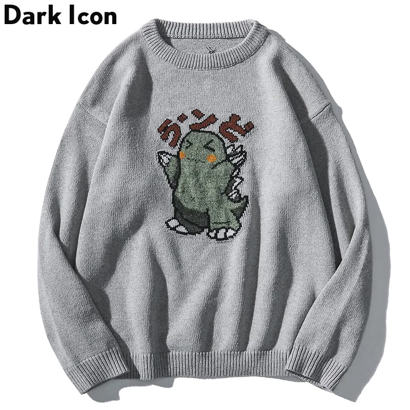 Round Neck Harajuku Streetwear Men's Sweater Dinosaur Couple Men Women Lovers Loose Tops |